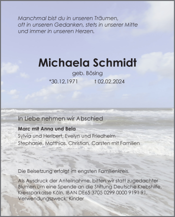 Anzeige von Michaela Schmidt 