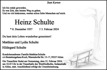 Anzeige von Heinz Schulte 