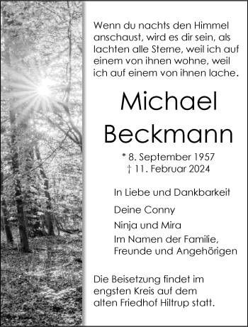 Anzeige von Michael Beckmann 