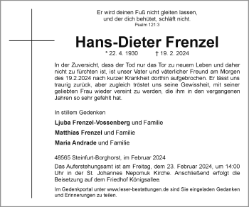 Anzeige von Hans-Dieter Frenzel 
