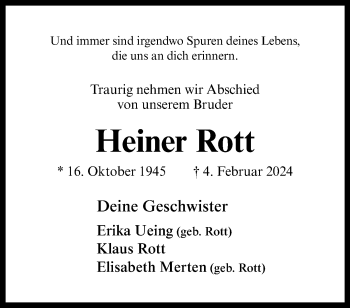 Anzeige von Heiner Rott 