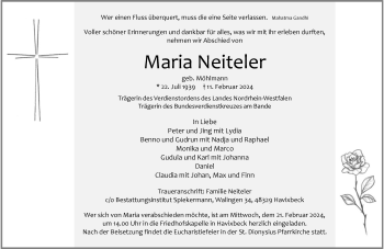 Anzeige von Maria Neiteler 