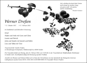 Anzeige von Werner Dreßen 