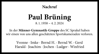 Anzeige von Paul Brüning 