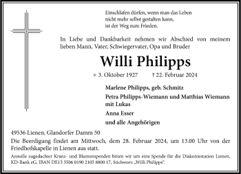 Anzeige von Willi Philipps 