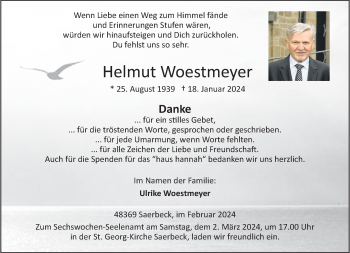 Anzeige von Helmut Woestmeyer 