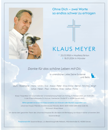 Anzeige von Klaus Meyer 