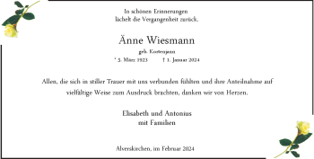 Anzeige von Änne Wiesmann 