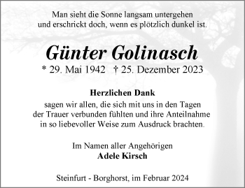 Anzeige von Günter Golinasch 