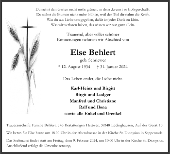 Anzeige von Else Behlert 