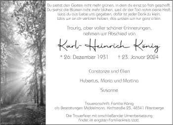 Anzeige von Karl-Heinrich König 