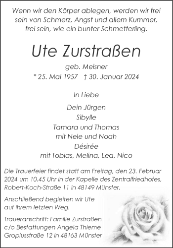 Anzeige von Ute Zurstraßen 