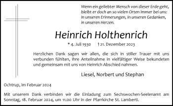 Anzeige von Heinrich Holthenrich 