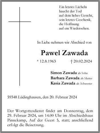 Anzeige von Pawel Zawada 