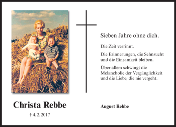 Anzeige von Christa Rebbe 