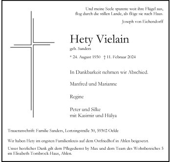 Anzeige von Hety Vielain 