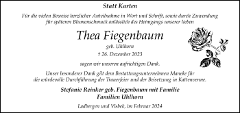 Anzeige von Thea Fiegenbaum 