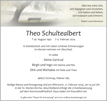 Anzeige von Theo Schultealbert 