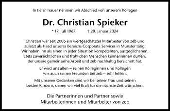 Anzeige von Dr. Christian Spieker 