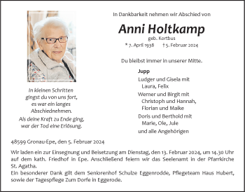 Anzeige von Anni Holtkamp 