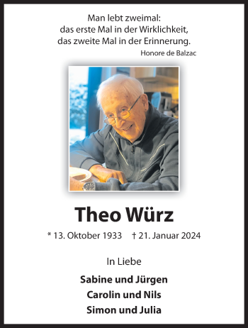 Anzeige von Theo Würz 