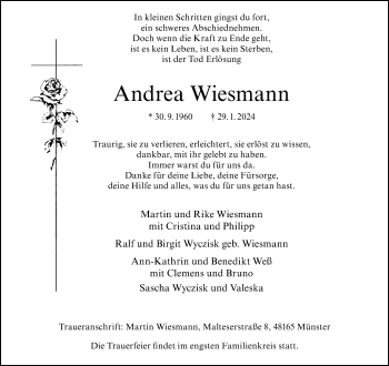 Anzeige von Andrea Wiesmann 