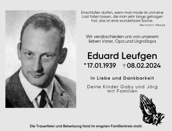 Anzeige von Eduard Leufgen 