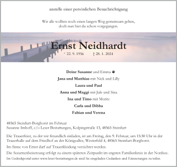 Anzeige von Ernst Neidhardt 