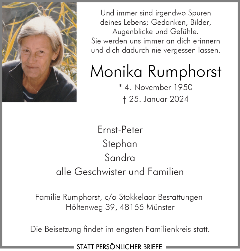  Traueranzeige für Monika Rumphorst vom 03.02.2024 aus 