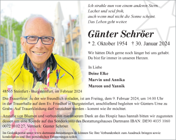 Anzeige von Günter Schröer 
