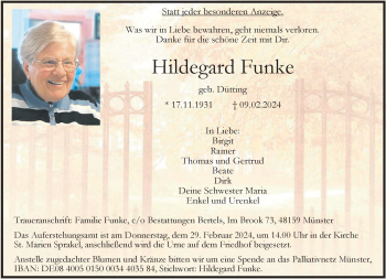 Anzeige von Hildegard Funke 