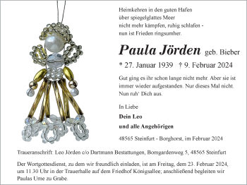 Anzeige von Paula Jörden 
