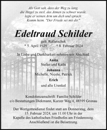 Anzeige von Edeltraud Schilder 