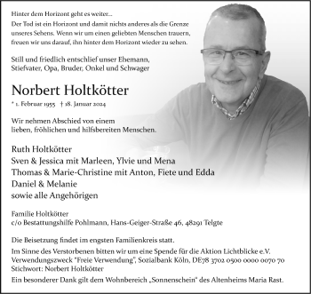 Anzeige von Norbert Holtkötter 
