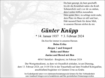 Anzeige von Günter Knüpp 