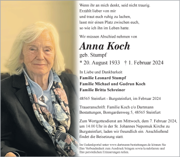 Anzeige von Anna Koch 