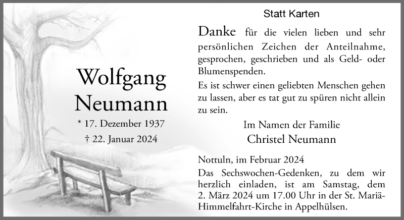  Traueranzeige für Wolfgang Neumann vom 24.02.2024 aus 