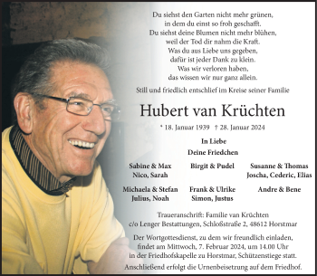 Anzeige von Hubert van Krüchten 