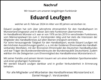 Anzeige von Eduard Leufgen 
