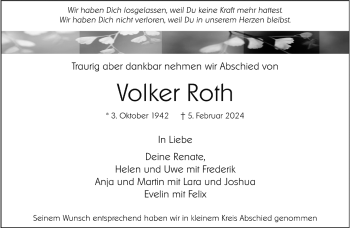 Anzeige von Volker Roth 