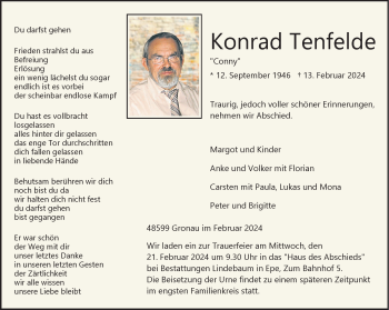 Anzeige von Konrad Tenfelde 