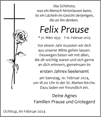Anzeige von Felix Prause 