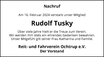 Anzeige von Rudolf Tusky 