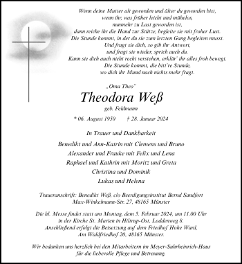 Anzeige von Theodora Weß 