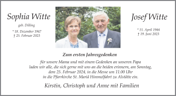 Anzeige von Sophia Witte 