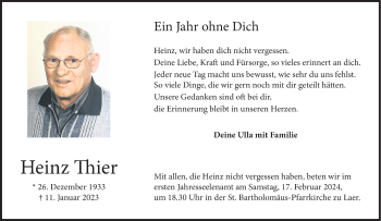 Anzeige von Heinz Thier 