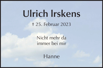Anzeige von Ulrich Irskens 