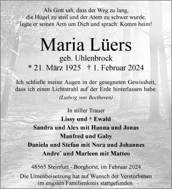Anzeige von Maria Lüers 