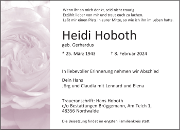 Anzeige von Heidi Hoboth 