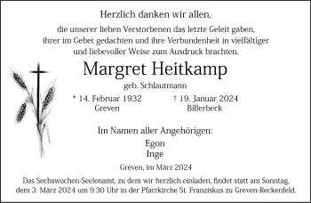 Anzeige von Margret Heitkamp 